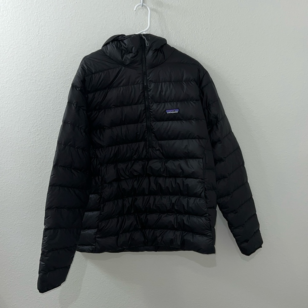 Men’s XL Patagonia Puffer Pullover Black Half-Zip with Hood